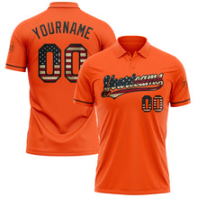 Load image into Gallery viewer, Custom Orange Vintage USA Flag-Black Performance Vapor Golf Polo Shirt