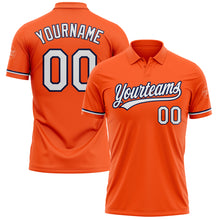 Load image into Gallery viewer, Custom Orange White-Navy Performance Vapor Golf Polo Shirt
