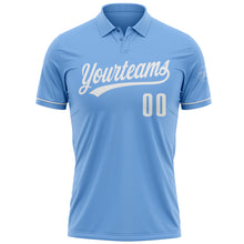 Load image into Gallery viewer, Custom Light Blue White Performance Vapor Golf Polo Shirt