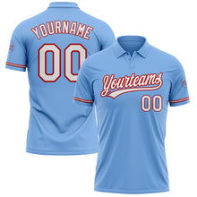 Load image into Gallery viewer, Custom Light Blue White-Red Performance Vapor Golf Polo Shirt