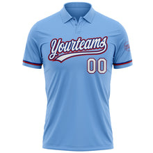 Load image into Gallery viewer, Custom Light Blue White Royal-Red Performance Vapor Golf Polo Shirt