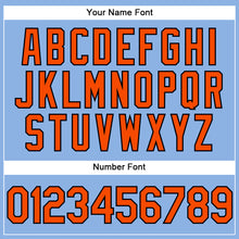 Load image into Gallery viewer, Custom Light Blue Orange-Black Performance Vapor Golf Polo Shirt