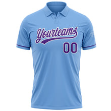 Load image into Gallery viewer, Custom Light Blue Purple-White Performance Vapor Golf Polo Shirt