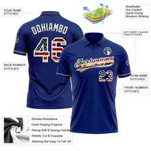 Load image into Gallery viewer, Custom Royal Vintage USA Flag-Cream Performance Vapor Golf Polo Shirt