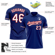 Load image into Gallery viewer, Custom Royal White-Red Performance Vapor Golf Polo Shirt