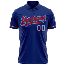 Load image into Gallery viewer, Custom Royal Light Blue-Red Performance Vapor Golf Polo Shirt