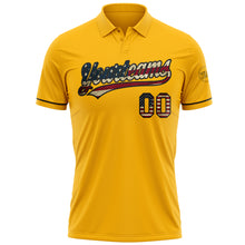 Load image into Gallery viewer, Custom Gold Vintage USA Flag-Black Performance Vapor Golf Polo Shirt