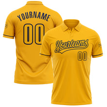 Load image into Gallery viewer, Custom Gold Navy Performance Vapor Golf Polo Shirt