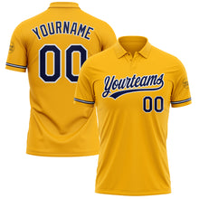 Load image into Gallery viewer, Custom Gold Navy-White Performance Vapor Golf Polo Shirt