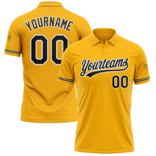 Load image into Gallery viewer, Custom Gold Black-White Performance Vapor Golf Polo Shirt