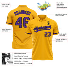 Load image into Gallery viewer, Custom Gold Purple-Black Performance Vapor Golf Polo Shirt