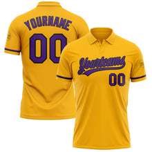 Load image into Gallery viewer, Custom Gold Purple-Black Performance Vapor Golf Polo Shirt