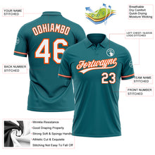 Load image into Gallery viewer, Custom Teal White-Orange Performance Vapor Golf Polo Shirt