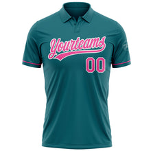 Load image into Gallery viewer, Custom Teal Pink-White Performance Vapor Golf Polo Shirt