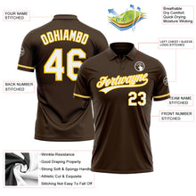 Load image into Gallery viewer, Custom Brown White-Yellow Performance Vapor Golf Polo Shirt