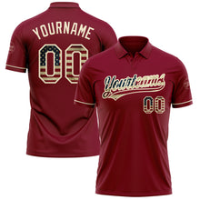 Load image into Gallery viewer, Custom Crimson Vintage USA Flag-Cream Performance Vapor Golf Polo Shirt