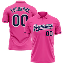 Load image into Gallery viewer, Custom Pink Navy-White Performance Vapor Golf Polo Shirt