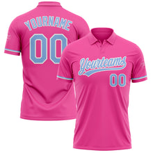 Load image into Gallery viewer, Custom Pink Light Blue-White Performance Vapor Golf Polo Shirt