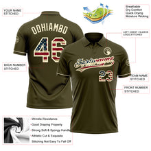 Load image into Gallery viewer, Custom Olive Vintage USA Flag-Cream Performance Vapor Salute To Service Golf Polo Shirt