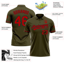Load image into Gallery viewer, Custom Olive Red-Black Performance Vapor Salute To Service Golf Polo Shirt