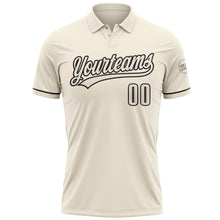 Load image into Gallery viewer, Custom Cream Black Performance Vapor Golf Polo Shirt