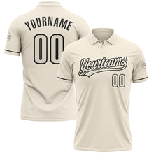 Load image into Gallery viewer, Custom Cream Black Performance Vapor Golf Polo Shirt