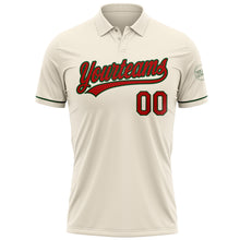 Load image into Gallery viewer, Custom Cream Red-Green Performance Vapor Golf Polo Shirt