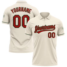 Load image into Gallery viewer, Custom Cream Red-Green Performance Vapor Golf Polo Shirt