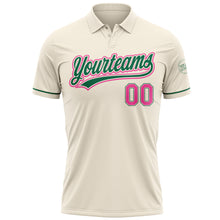 Load image into Gallery viewer, Custom Cream Pink-Kelly Green Performance Vapor Golf Polo Shirt