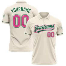 Load image into Gallery viewer, Custom Cream Pink-Kelly Green Performance Vapor Golf Polo Shirt