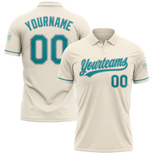 Load image into Gallery viewer, Custom Cream Teal-Gray Performance Vapor Golf Polo Shirt