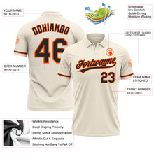 Load image into Gallery viewer, Custom Cream Black-Orange Performance Vapor Golf Polo Shirt