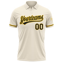 Load image into Gallery viewer, Custom Cream Black-Yellow Performance Vapor Golf Polo Shirt