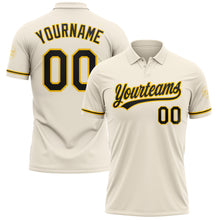 Load image into Gallery viewer, Custom Cream Black-Yellow Performance Vapor Golf Polo Shirt
