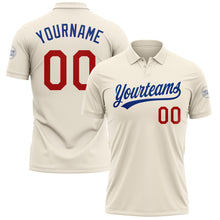 Load image into Gallery viewer, Custom Cream Red-Royal Performance Vapor Golf Polo Shirt