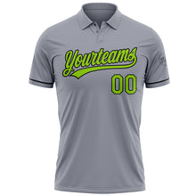 Load image into Gallery viewer, Custom Gray Neon Green-Black Performance Vapor Golf Polo Shirt