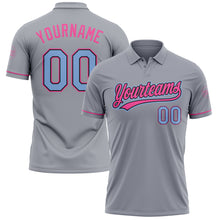 Load image into Gallery viewer, Custom Gray Light Blue Black-Pink Performance Vapor Golf Polo Shirt