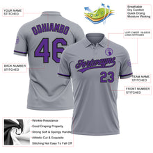 Load image into Gallery viewer, Custom Gray Purple-Black Performance Vapor Golf Polo Shirt