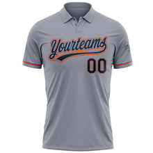 Load image into Gallery viewer, Custom Gray Black Powder Blue-Orange Performance Vapor Golf Polo Shirt