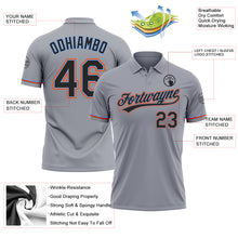 Load image into Gallery viewer, Custom Gray Black Powder Blue-Orange Performance Vapor Golf Polo Shirt