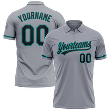 Load image into Gallery viewer, Custom Gray Black-Teal Performance Vapor Golf Polo Shirt