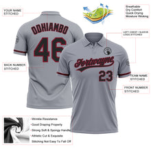 Load image into Gallery viewer, Custom Gray Black-Crimson Performance Vapor Golf Polo Shirt