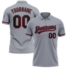 Load image into Gallery viewer, Custom Gray Black-Crimson Performance Vapor Golf Polo Shirt