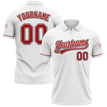 Load image into Gallery viewer, Custom White Red-Black Performance Vapor Golf Polo Shirt