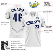 Load image into Gallery viewer, Custom White Navy Performance Vapor Golf Polo Shirt