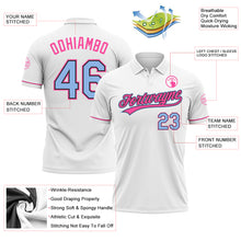 Load image into Gallery viewer, Custom White Light Blue Black-Pink Performance Vapor Golf Polo Shirt