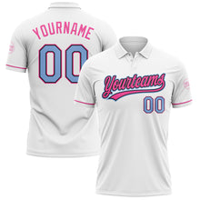 Load image into Gallery viewer, Custom White Light Blue Black-Pink Performance Vapor Golf Polo Shirt