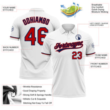 Load image into Gallery viewer, Custom White Red-Navy Performance Vapor Golf Polo Shirt