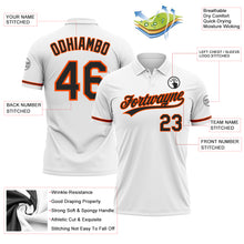 Load image into Gallery viewer, Custom White Black-Orange Performance Vapor Golf Polo Shirt