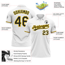 Load image into Gallery viewer, Custom White Black-Yellow Performance Vapor Golf Polo Shirt